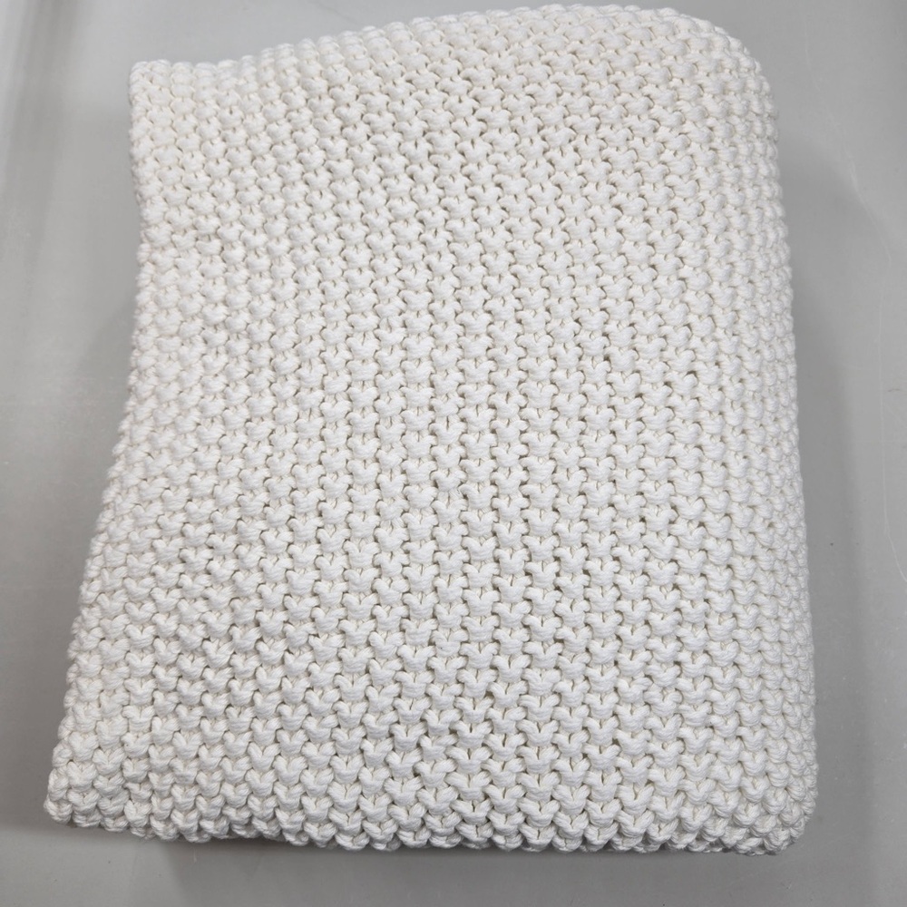 NWT QUINCE 50x60 Cotton Fisherman Throw Ivory 2102 - Picture 6 of 8
